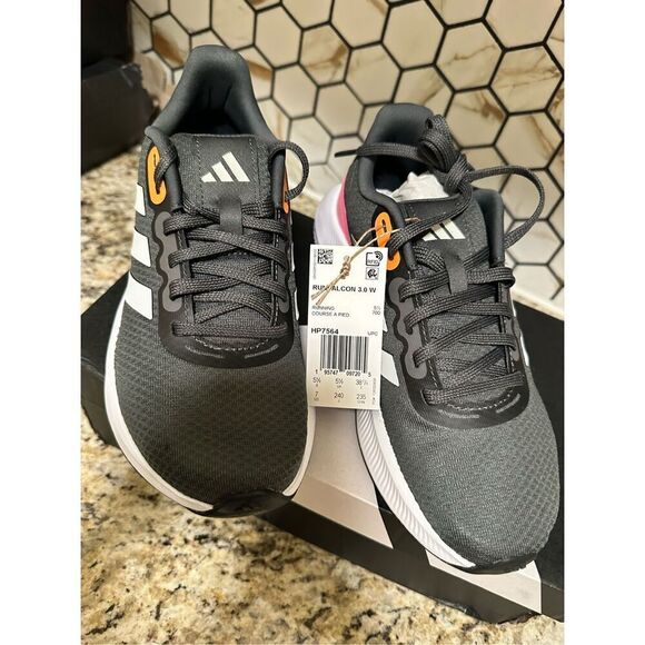 Adidas RunFalcon 3.0 Black and Pink Tennis Shoes Womens Size 7 New - Picture 3 of 6